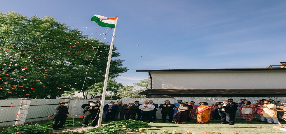 Ambassador Alok Ranjan Jha hoisted the National flag on 15 August, 2021 at the Embassy to mark the 75th Independence Day of India